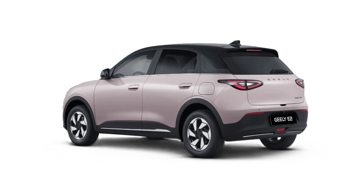 Geely E2 Max studio - three quarters rear left